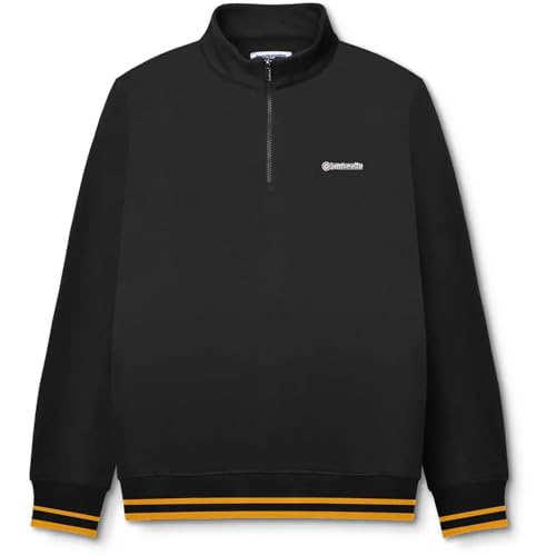 Lambretta Herren-Sweatshirt mit Viertelreißverschluss, schwarz / gold, XXL von Lambretta