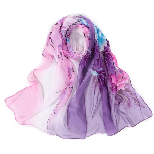 Chiffon Schal für Damen Sommer, Leichte Schals Tücher mit Blumenmuster, Elegante Schmetterlinge Stola Dünner Halstücher Geschenke für Frauen Chiffon Schal für Damen Sommer, Leichte Schals Tücher mit Blumenmuster, Elegante Schmetterlinge Stola Dünner Halstücher Geschenke für Frauen von Lamca