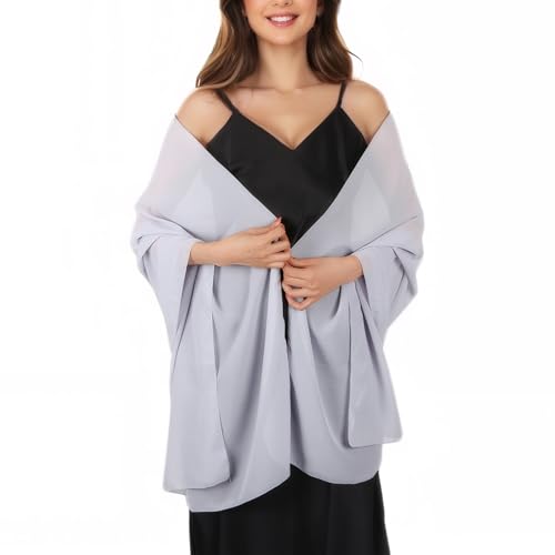 Damen Schal Stola Halstuch Tuch aus Chiffon - Einfarbig Leichte Halstücher - Wraps, Elegant Umschlagtuch Cape für Brautkleider Abendkleider Alltagskleidung Damen Schal Stola Halstuch Tuch aus Chiffon - Einfarbig Leichte Halstücher - Wraps, Elegant Umschlagtuch Cape für Brautkleider Abendkleider Alltagskleidung von Lamca