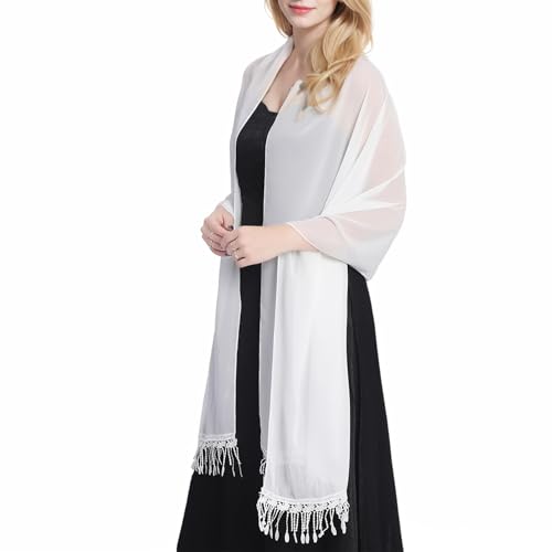 Damen Schal Stola Halstuch Tuch aus Chiffon - Einfarbig Leichte Halstücher - Wraps, Elegant Umschlagtuch Cape für Brautkleider Abendkleider Alltagskleidung Damen Schal Stola Halstuch Tuch aus Chiffon - Einfarbig Leichte Halstücher - Wraps, Elegant Umschlagtuch Cape für Brautkleider Abendkleider Alltagskleidung von Lamca