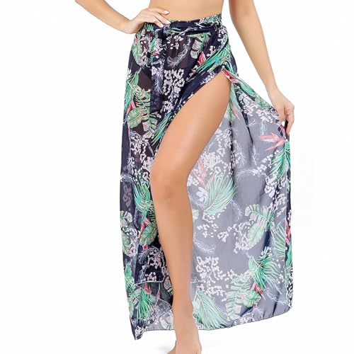 Wickelrock Pareo Damen Strand – Bikini Tuch Hüfte Sarong mit Blätter Blumen Druck – Sommer Bikini Cover Up Strandrock Strandwickel für Pool, Meer, Urlaub, Reisen Wickelrock Pareo Damen Strand – Bikini Tuch Hüfte Sarong mit Blätter Blumen Druck – Sommer Bikini Cover Up Strandrock Strandwickel für Pool, Meer, Urlaub, Reisen von Lamca