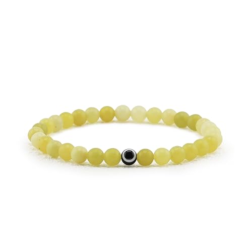 Lameybrt Natürlicher Achat Böses Auge Armband für Herren, Schutzarmband (A17 KL Lemon stone, Mittel) von Lameybrt