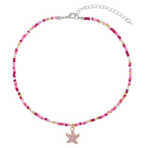 Lameybrt Muschelkette choker kette damen surferkette ethno muschel kette boho schmuck Choker Halskette Weiße Muschelkette (Shell 15 Pink) von Lameybrt
