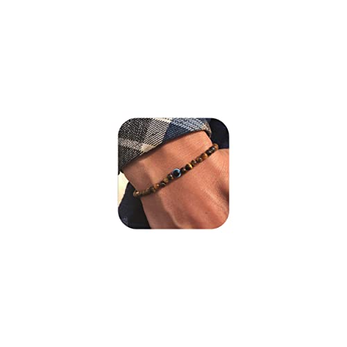 Lameybrt Auge des Bösen Blick Armband Schutz Stretch Armbänder mit Naturstein Perlen für Männer Handgemacht Heilsteine Armband für Damen und Mädchen Herrenarmband armband (A05 Tigereye) von Lameybrt