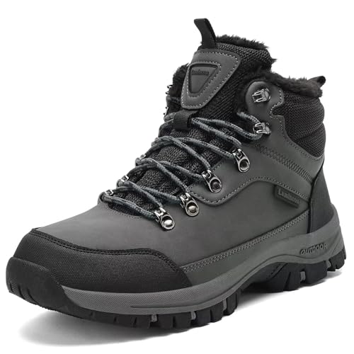 Lamincoa Herren Schneestiefel, wasserabweisend, Wanderstiefel für Herren, rutschfest, Winter, Outdoor, warm, bequem, Camping, Rucksackreisen, Grau, 9 von Lamincoa