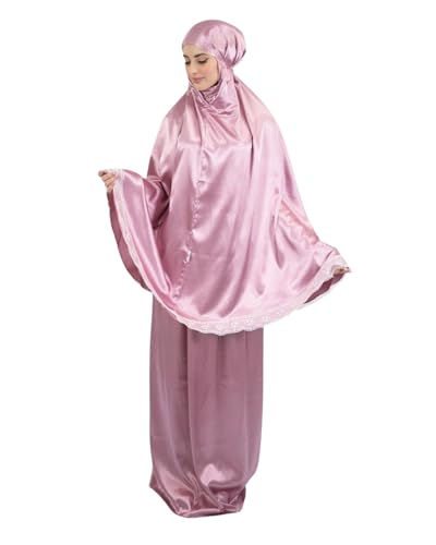 Gebets-Set für muslimische Frauen, 3-teiliges Set, Hajj/Omra, Satin, einfarbig, ENS-P-00, blasslila, One size von Lamis Hijab