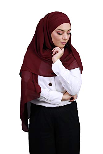 Hijab, aus Crêpe-Musselin, mit integrierter Haube, bordeaux, One size von Lamis Hijab