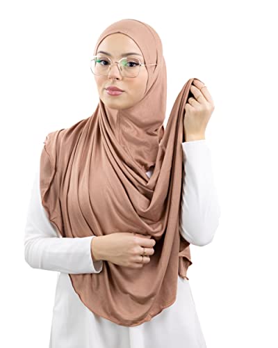 Hijab Schlupfschal mit Öffnungen für die Brille für muslimische Frauen, verhüllt, islamischer Schal, Slip-on Schleier, HE500, nude, One size von Lamis Hijab