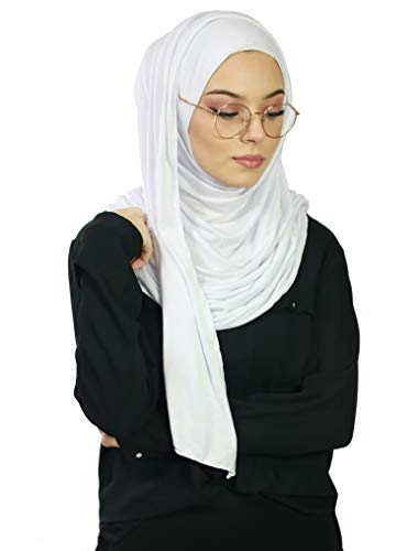 Hijab Schal zum Einfädeln, mit Öffnungen für Brille, muslimisch, Voile, für Damen Gr. One size, weiß (HE500 Blanc) von Lamis Hijab