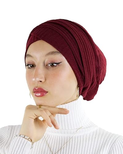 Hijab-Turban aus Netzstoff, 100 % Baumwolle, für muslimische Damen, granat, One size von Lamis Hijab