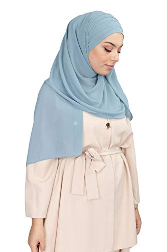 Hijab zum Einfädeln, komplett Crêpe-Chiffon, mit integrierter Mütze Gr. Einheitsgröße, himmelblau (Bleu ciel) von Lamis Hijab