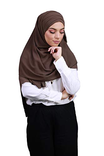 Hijab zum Einfädeln, komplett Crêpe-Chiffon, mit integrierter Mütze Gr. One size, braun (Marron) von Lamis Hijab