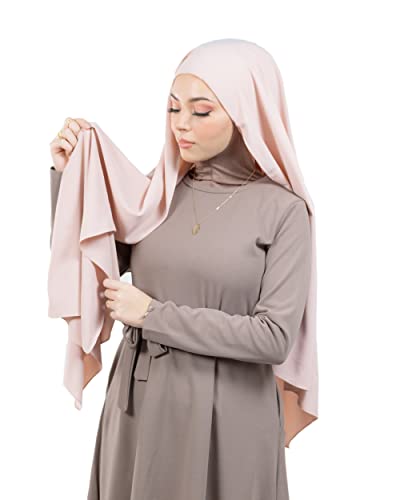 HE700 Luxuriöser Hijab für muslimische Frauen, mit Schleiermütze, Medinenseide, zum Binden, Powder Pink, One size von Lamis Hijab