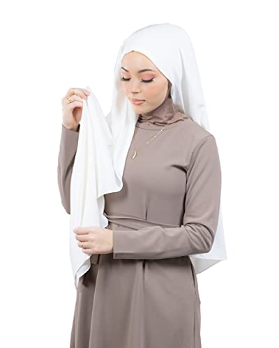 Hijab zum Hineinschlüpfen mit Knotenmütze, luxuriös, muslimische Damen, HE700, elfenbeinfarben, One size von Lamis Hijab