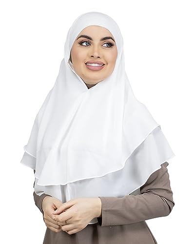 LAMISHIJAB® Hijab Slip Hijab Khimar Effekt 2 Schleier zum Binden ohne Nadeln für Frauen Musumane Segeln HE600, elfenbeinfarben, One size von Lamis Hijab