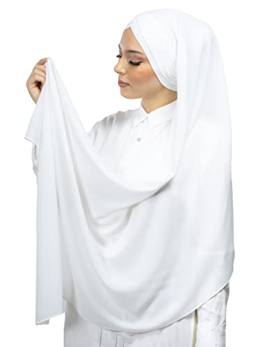 Hijab zum Überziehen mit integrierter Mütze aus Chiffon, für muslimische Frauen, verhüllt, islamischer Schal, Schleier, Slip-on HE100, elfenbeinfarben, One size von Lamis Hijab