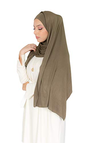 Lamis Hijab – Hijab zum Einfädeln, komplett Jersey Gr. 42, grün HE300 (vert khaki) von Lamis Hijab