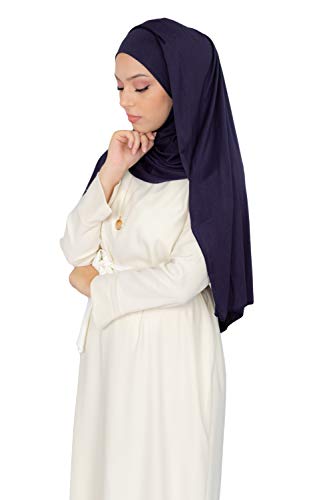 Lamis Hijab – Hijab zum Einfädeln, komplett Jersey Gr. 58, marineblau HE300 (Bleu Marine) von Lamis Hijab