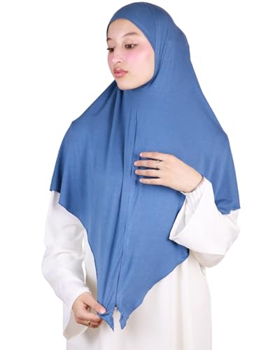 Lamis Hijab - Hijab zum Überziehen mit Reißverschluss ohne Nadeln für muslimische Frauen HE320, Jeans-Blau, One size von Lamis Hijab