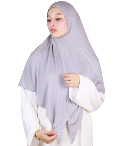 Lamis Hijab - Hijab zum Überziehen mit Reißverschluss ohne Nadeln für muslimische Frauen HE320, hellgrau, One size von Lamis Hijab