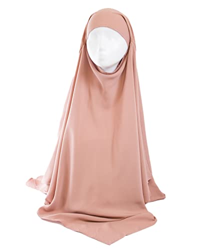 Lamis Hijab - Khaki Hijab zum Überziehen von Jilbab für muslimische Damen, altrosa, One size von Lamis Hijab