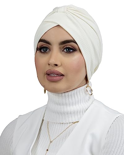 Lamis Hijab - Turban, gerippt, Jersey, für muslimische Frauen, TU-6, cremefarben, One size von Lamis Hijab