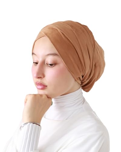 Lamis Hijab TU-5 Turban für muslimische Frauen, Wildleder, zum Überziehen, camel, One size von Lamis Hijab