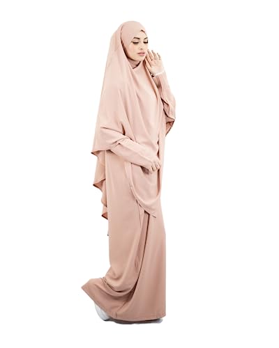 Lamishijab Abaya für muslimische Damen, 2-teilig, Maxi-Chimar und Abaya, mit Taschen aus Medinseide, ENS-KH-000, nude, One size von Lamis Hijab