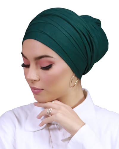 Turban Hijab Kopfbedeckung für muslimische Frauen Gr. Einheitsgröße, flaschengrün TU-2 (Vert bouteille) von Lamis Hijab