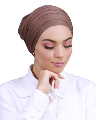 Turban Hijab Kopfbedeckung für muslimische Frauen Gr. One size, braun TU-2 (Marron) von Lamis Hijab