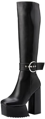 Lamoda Damen Power Over You Kniehohe Stiefel, Schwarz (Black Pu), 35.5 EU von LAMODA
