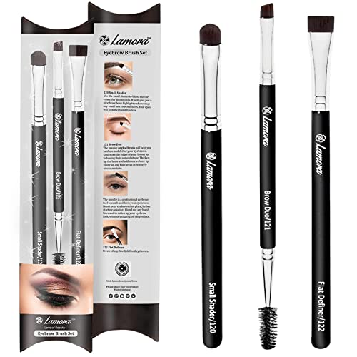 Augenbrauenpinsel Wimpern Pinsel Augen Pinselset - Makeup Augenbrauen Pinsel Set zum Auftragen von Lidschatten, Pomade, Eyeliner, Gel, Wax - Dünn, Fein, Schräg, Hart von Lamora