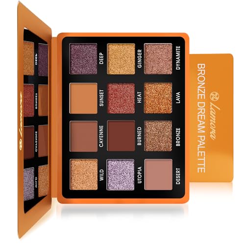 Kupfer Bronze Lidschatten Palette Nudetöne - Vegane Schimmer Nude Eyeshadow Palette mit Spiegel - Ideale Reise Make Up Palette mit 12 Hochpigmentierten Warmen, Braunen und Goldenen Farbtönen Kupfer Bronze Lidschatten Palette Nudetöne - Vegane Schimmer Nude Eyeshadow Palette mit Spiegel - Ideale Reise Make Up Palette mit 12 Hochpigmentierten Warmen, Braunen und Goldenen Farbtönen von Lamora