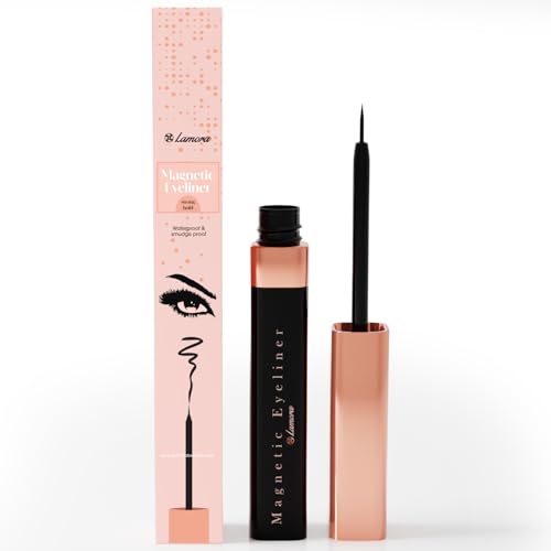 LAMORA Schwarzer Eyeliner Magnetisch für Magnetische Wimpern - Starker Halt, Natürlicher Look, Wasserfest, Einfache Anwendung - Geeignet für Alle Magnet Wimpern zu Jedem Anlass von Lamora