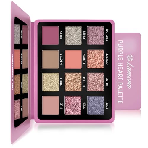Rose Lidschatten Palette Nudetöne - Vegane Rosa Nude Schimmer Eyeshadow Palette mit Spiegel - Ideale Reise Make Up Palette mit 12 Hochpigmentierten Warmen, Rosafarbenen und Kupfernen Farbtönen Rose Lidschatten Palette Nudetöne - Vegane Rosa Nude Schimmer Eyeshadow Palette mit Spiegel - Ideale Reise Make Up Palette mit 12 Hochpigmentierten Warmen, Rosafarbenen und Kupfernen Farbtönen von Lamora