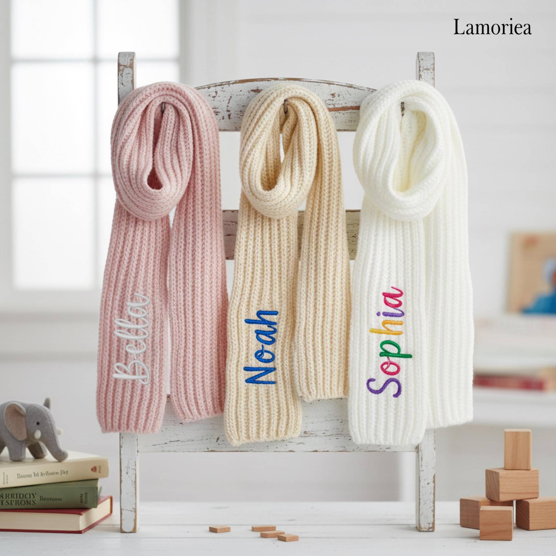 Bestickter Schal Für Kinder, Kleinkind Halstuch, Gestrickter Winter Schal, Kinder Weihnachtsgeschenk, Schals, Weihnachtsschal, Mädchen von Lamoriea