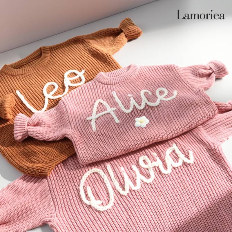 Personalisierter Baby Pullover Mit Gesticktem Namen Monogramm, Mädchen Namen, Weihnachtsgeschenk Geburtstagsgeschenk Für Jungen [Lm100] von Lamoriea