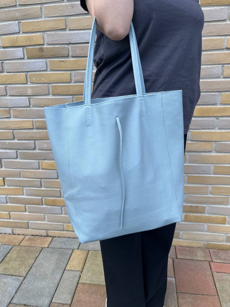 Blauer Edler Shopper Aus Hochwertigem Und Langlebigem Leder , Schwarze Henkeltasche, Wochenendtasche, Weekender , Alltag Basic Modisch von LamourducuirDE
