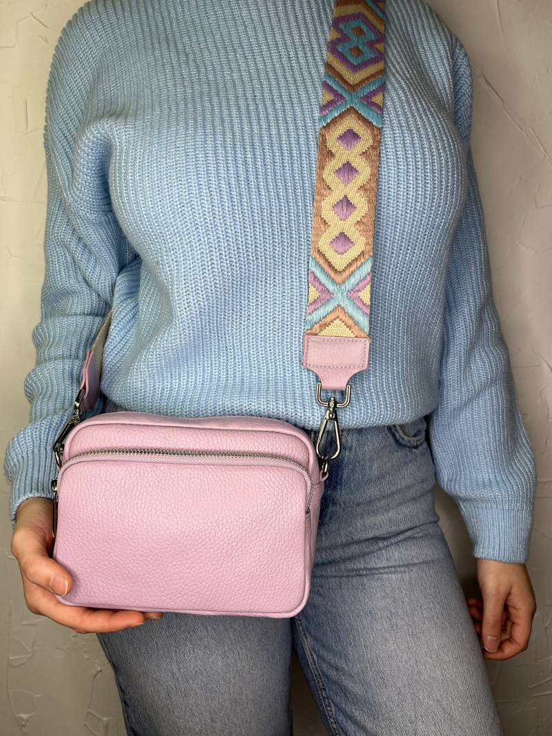 Edler Taschengurt in Pastel Lila Für Ledertasche , Hochwertiger Gurt Aus Stoff Und Leder Made Italy Geschenk Modisch Accessoire von LamourducuirDE