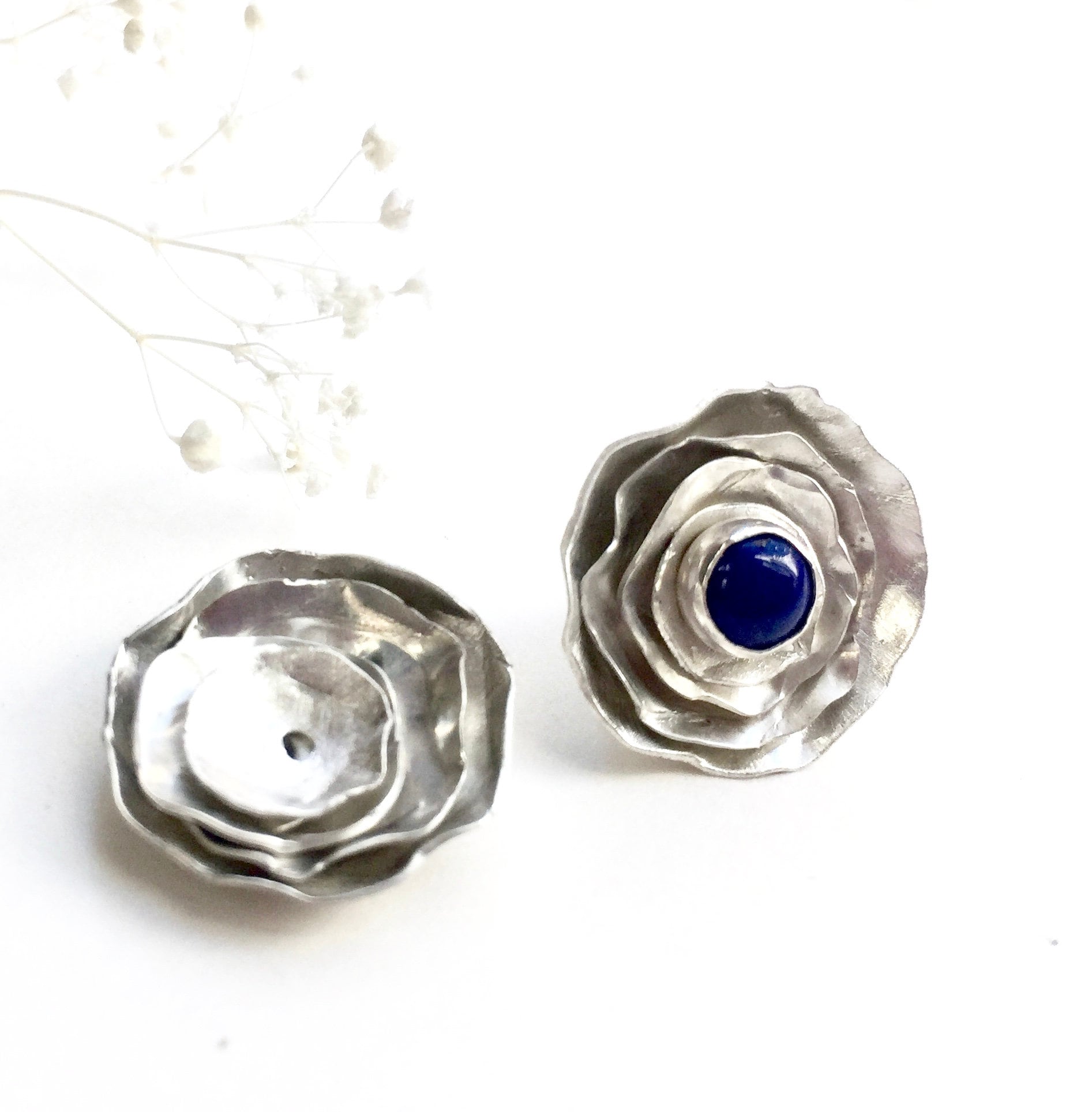Diamant Stud Jacken | Ruffled Rim Ohrring Jacket Ohrringe Sterling Silber Ohr Jacke Diamant Stud Jacken | Ruffled Rim Ohrring Jacket Ohrringe Sterling Silber Ohr Jacke von LamplighterJewelry