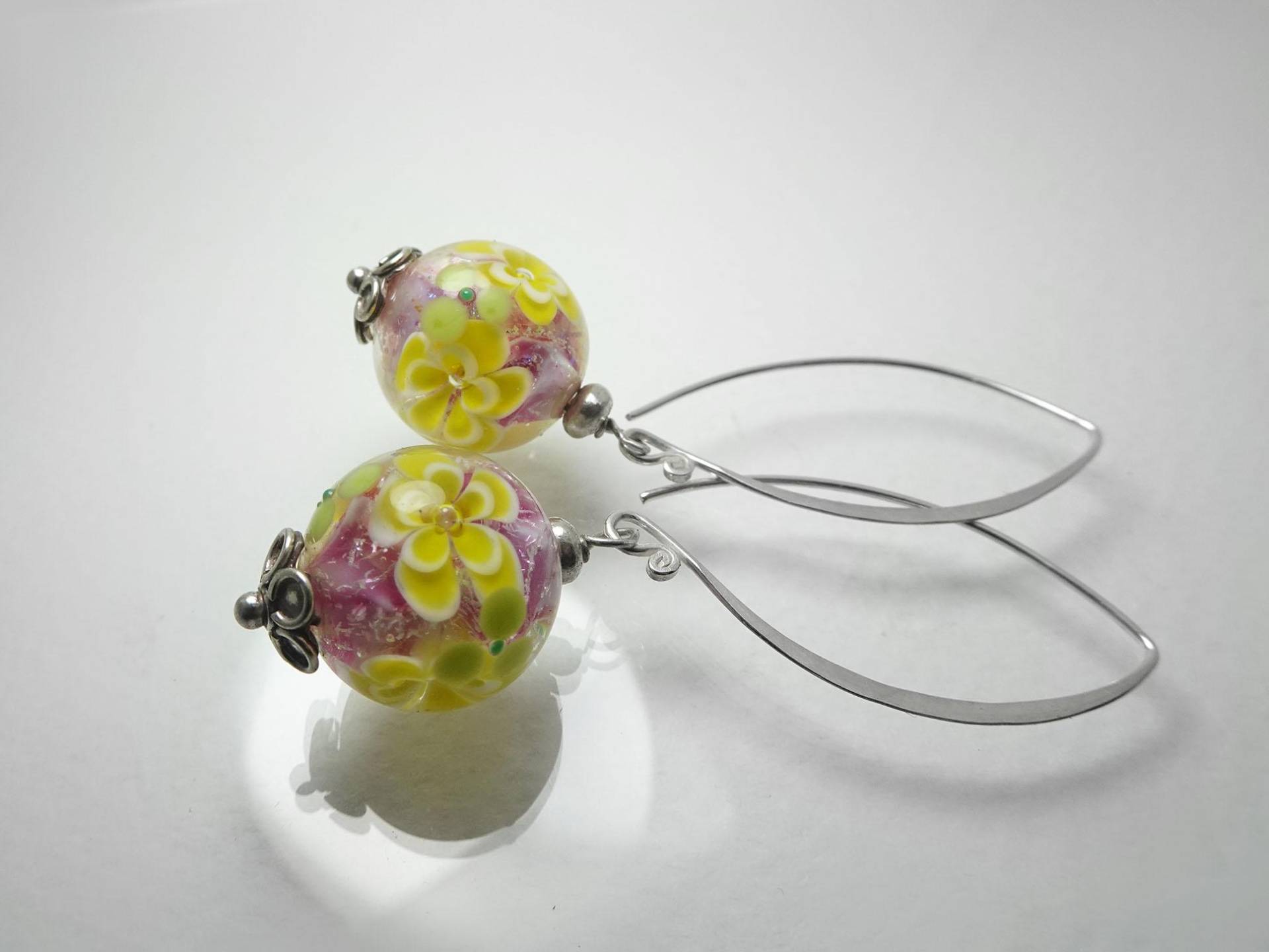 Blumen Lampwork Ohrringe, Sterling Silber Ohrringe Handmade Blumen Lampwork Ohrringe, Sterling Silber Ohrringe Handmade von LampworkBeadStore