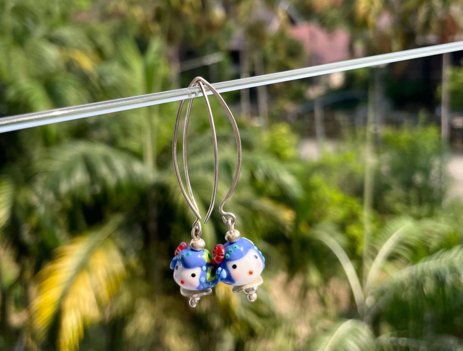 Geisha Kopf Lampwork Ohrringe, Sterling Silber, Handgemachte Baumeln Ohrringe Geisha Kopf Lampwork Ohrringe, Sterling Silber, Handgemachte Baumeln Ohrringe von LampworkBeadStore