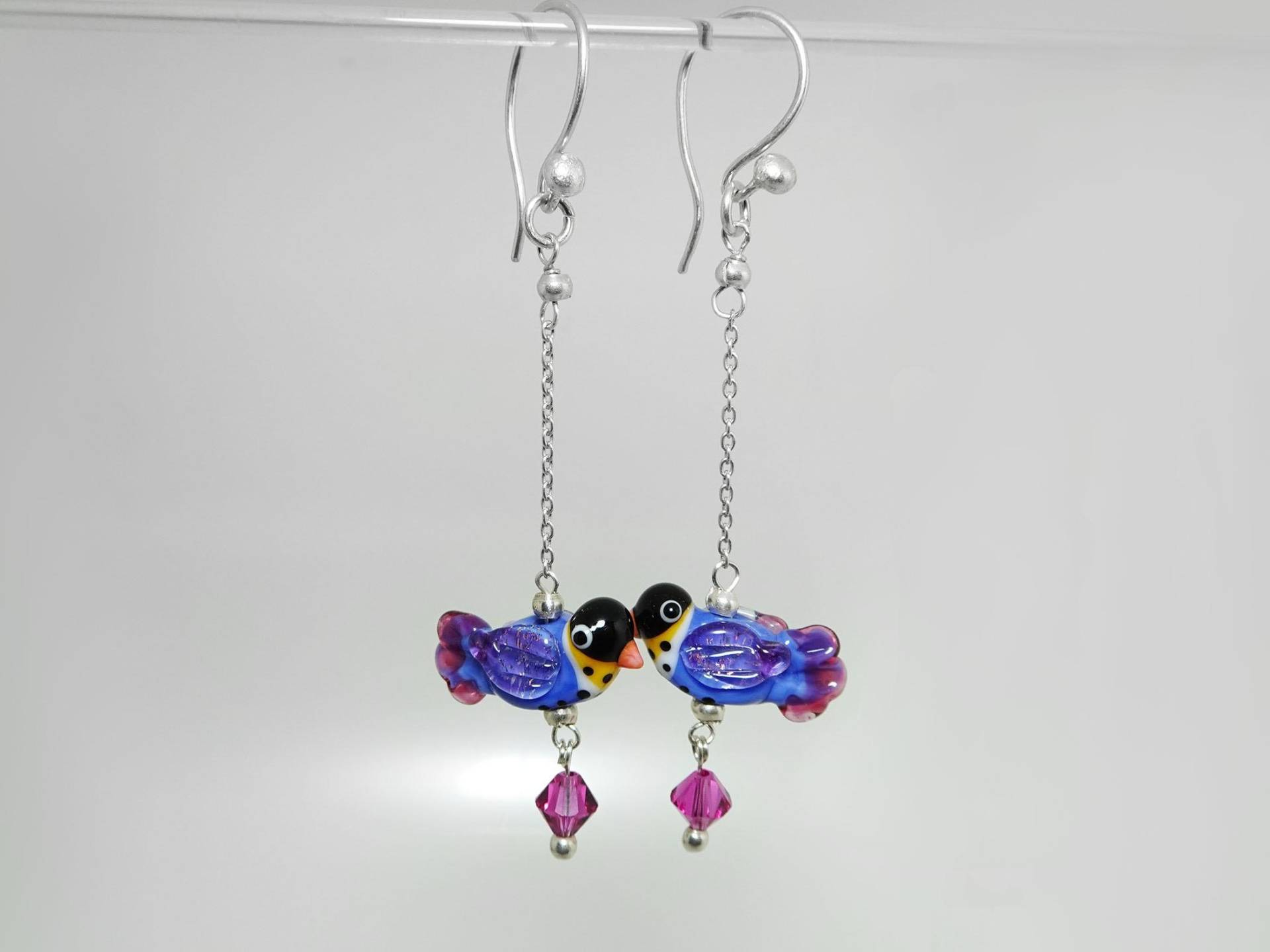 Vogel Lampwork Ohrringe, Sterling Silber, Handgemachte Ohrringe Vogel Lampwork Ohrringe, Sterling Silber, Handgemachte Ohrringe von LampworkBeadStore