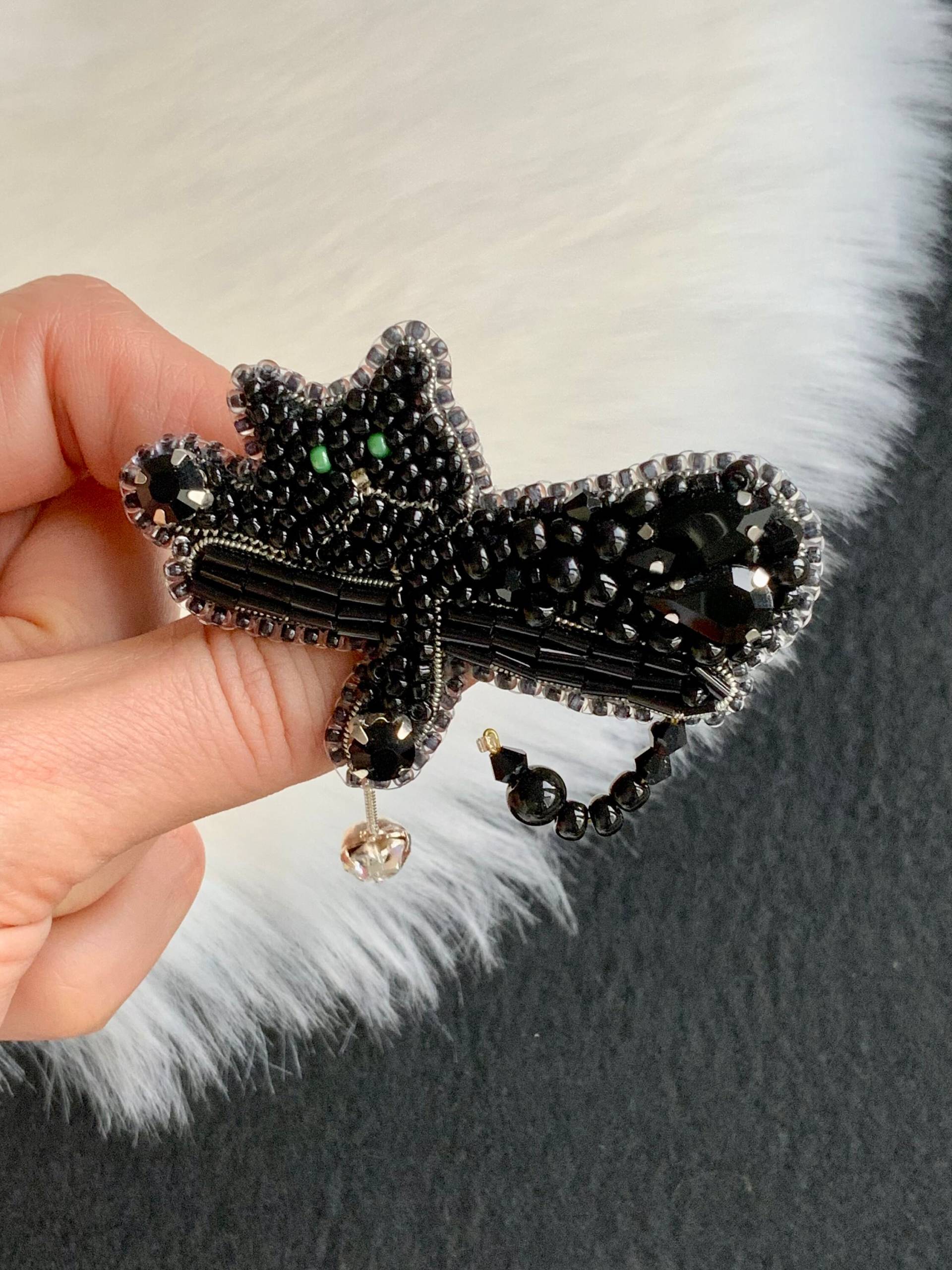 Cat, Brooch, Black Cat , Swarovski Gift Cat, Brooch, Black Cat , Swarovski Gift von LamsaCraft