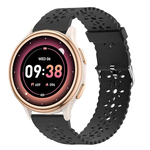 Kompatibel mit HaSaKei Smartwatches, 20 mm, Silikonspitze, für Damen und Herren, schmal, dünn, ausgehöhlt, Ersatzarmband, kompatibel mit HaSaKei G53 3,2 cm Smartwatches (für 20 mm großes Band, schwarz Kompatibel mit HaSaKei Smartwatches, 20 mm, Silikonspitze, für Damen und Herren, schmal, dünn, ausgehöhlt, Ersatzarmband, kompatibel mit HaSaKei G53 3,2 cm Smartwatches (für 20 mm großes Band, schwarz von Lamshaw