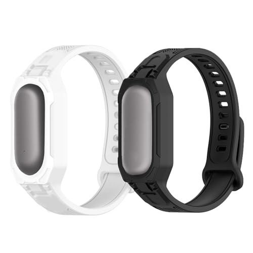 Lamshaw Kompatibel mit Plaud NotePin-Bändern mit Hülle, Schutzhülle, robustes Sport-Ersatzband, kompatibel mit Plaud NotePin Diktiergerät (2 Stück, Schwarz + Weiß) von Lamshaw