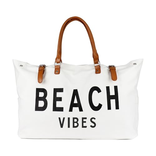 Beach Vibes Bag with Leather Handle, Extra Large Beach Bag for Women Waterproof Sandproof,Beach Vibes von Lamyba