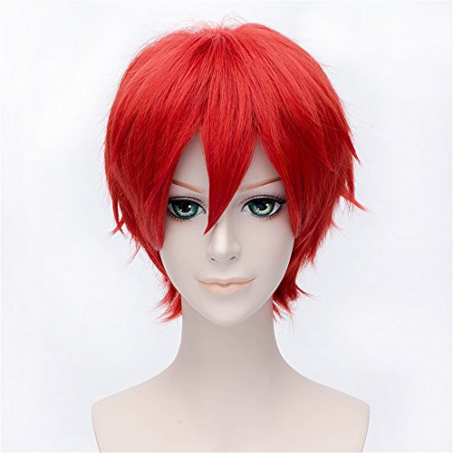 LanTing Cosplay Perücke Assassination Classroom Akabane Karma Red Perücke Corta Styled Frauen Cosplay Party Fashion Anime Human Costume Full wigs Synthetic Haar Heat Resistant Fiber von LanTing