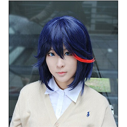 LanTing Cosplay Perücke Kill la kill Perücke Corta blue mix Cosplay Party Fashion Anime Human Costume Full wigs Synthetic Haar Heat Resistant Fiber von LanTing