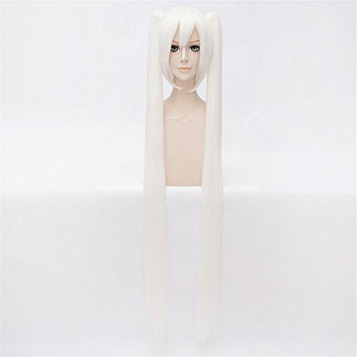 LanTing Cosplay Perücke VOCALOID2 Miku white Clip Lange Perücke Styled Frauen Cosplay Party Fashion Anime Human Costume Full wigs Synthetic Haar Heat Resistant Fiber von LanTing